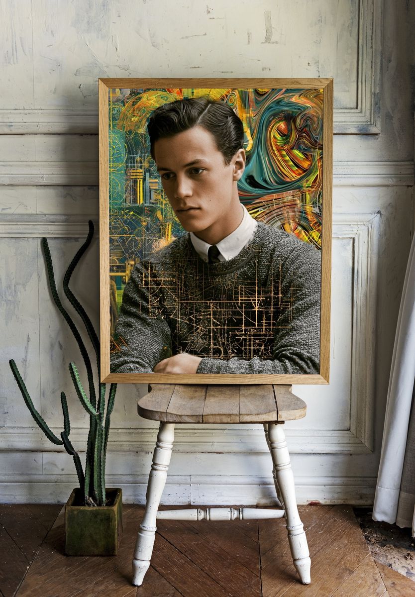 Surreal Portrait Collage Print. room preview