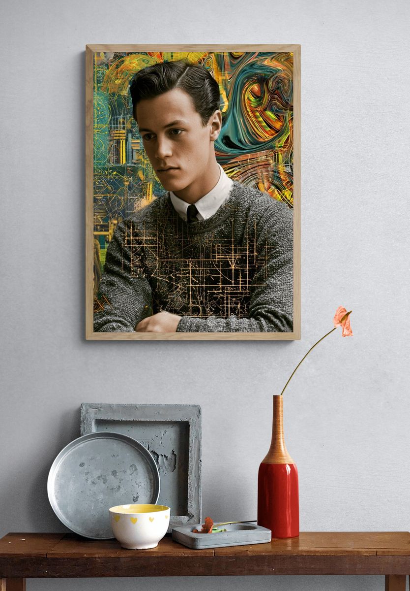 Surreal Portrait Collage Print. — room view 3