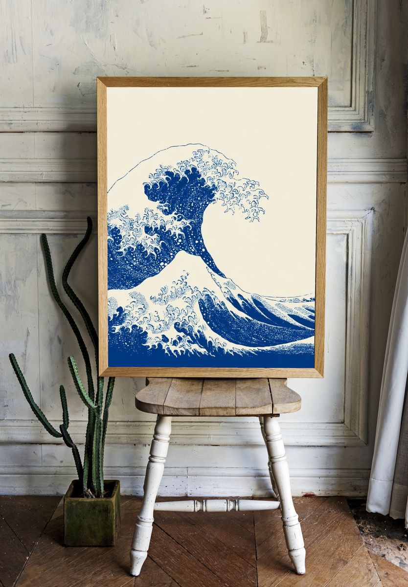 Great Wave Blue Print Poster. room preview