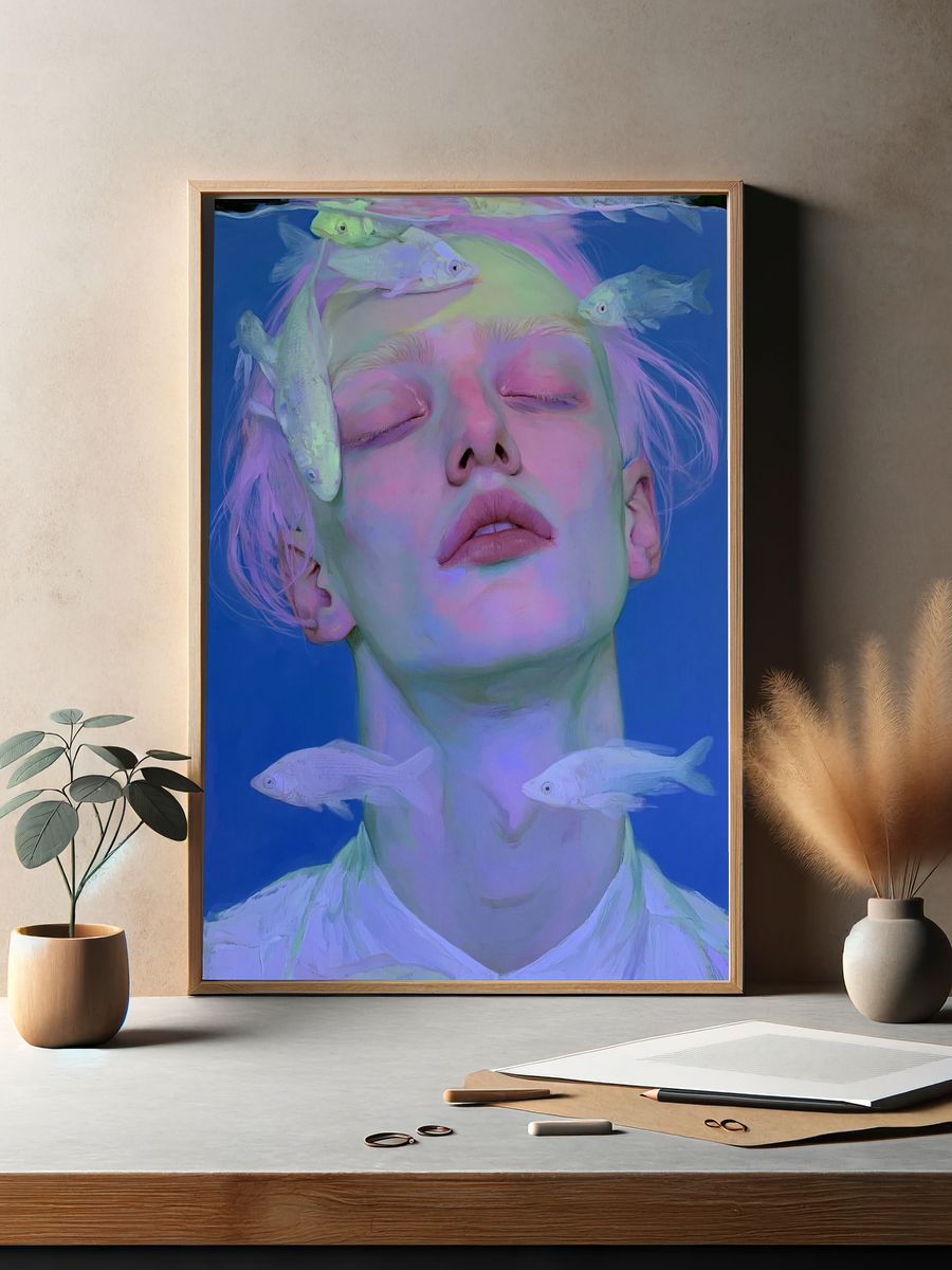 Dreaming Woman with Fish Print. — room view 2