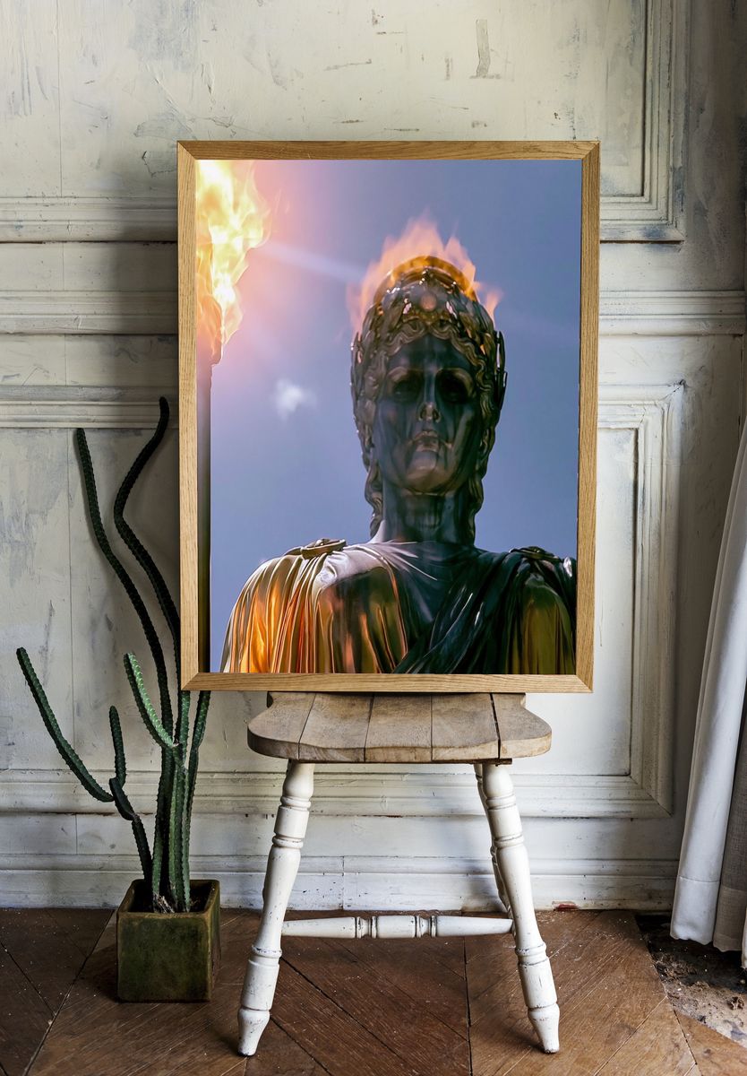 Burning Statue of Liberty Poster. — room view 1