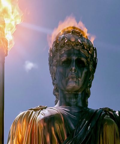 Burning Statue of Liberty Poster. poster