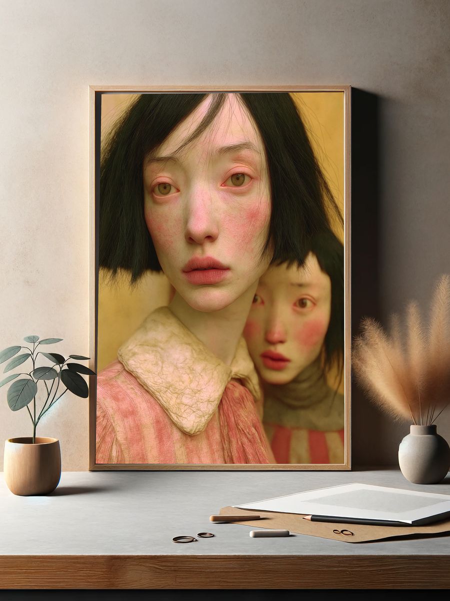 Surreal Twin Portrait Print. — room view 2