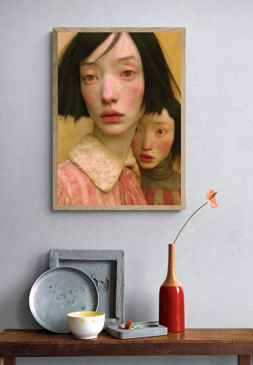 Surreal Twin Portrait Print. — room view 3