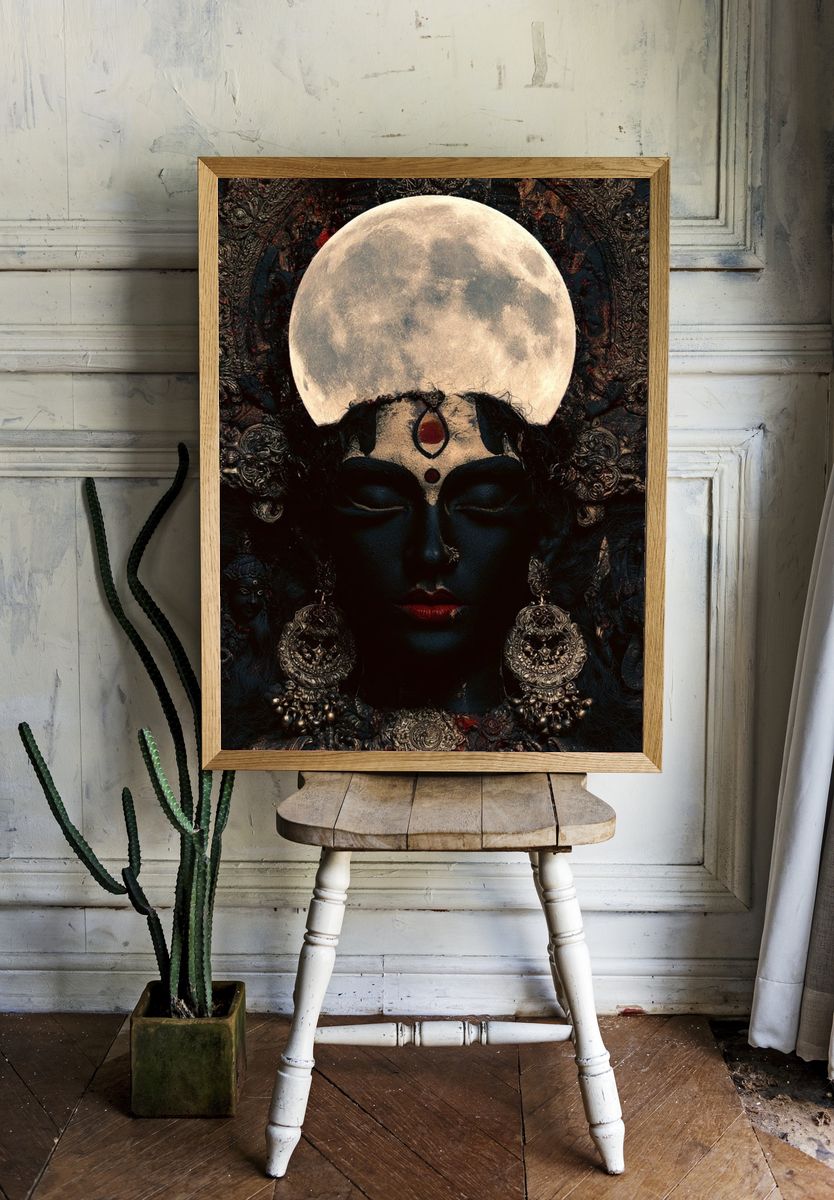 Moon Goddess Surrealism Poster. room preview