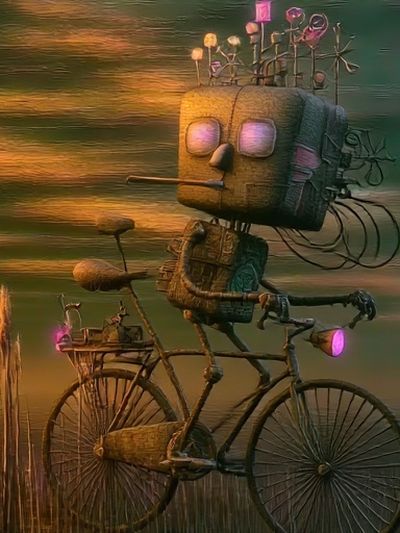Surreal Bicycle Robot Print. poster