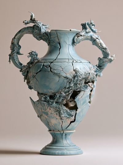 Cracked Ceramic Vase Surrealism Poster. poster