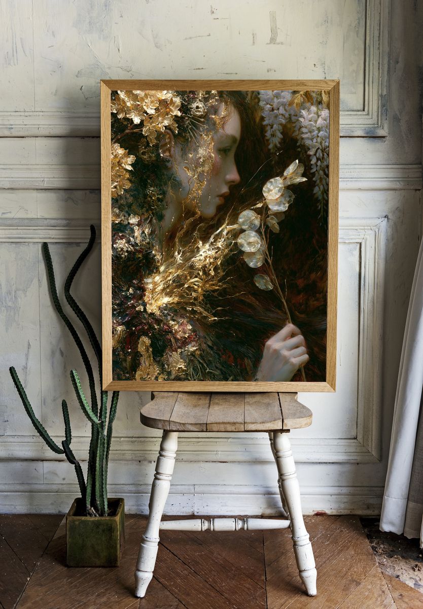 Gilded Muse Portrait Print. room preview