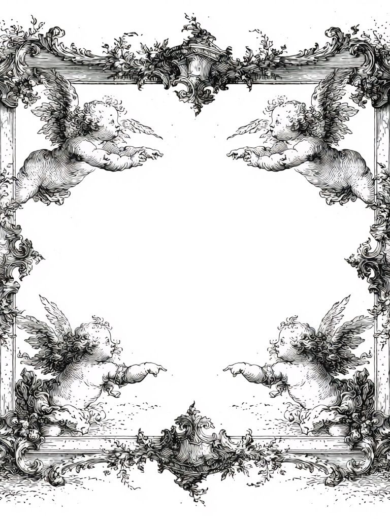 Cherub Baroque Frame Print. poster — fine-art art