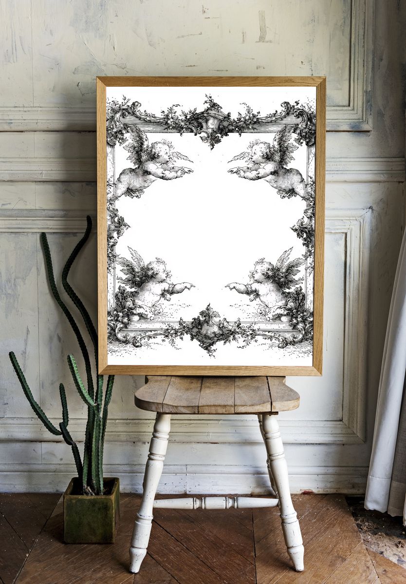 Cherub Baroque Frame Print. room preview