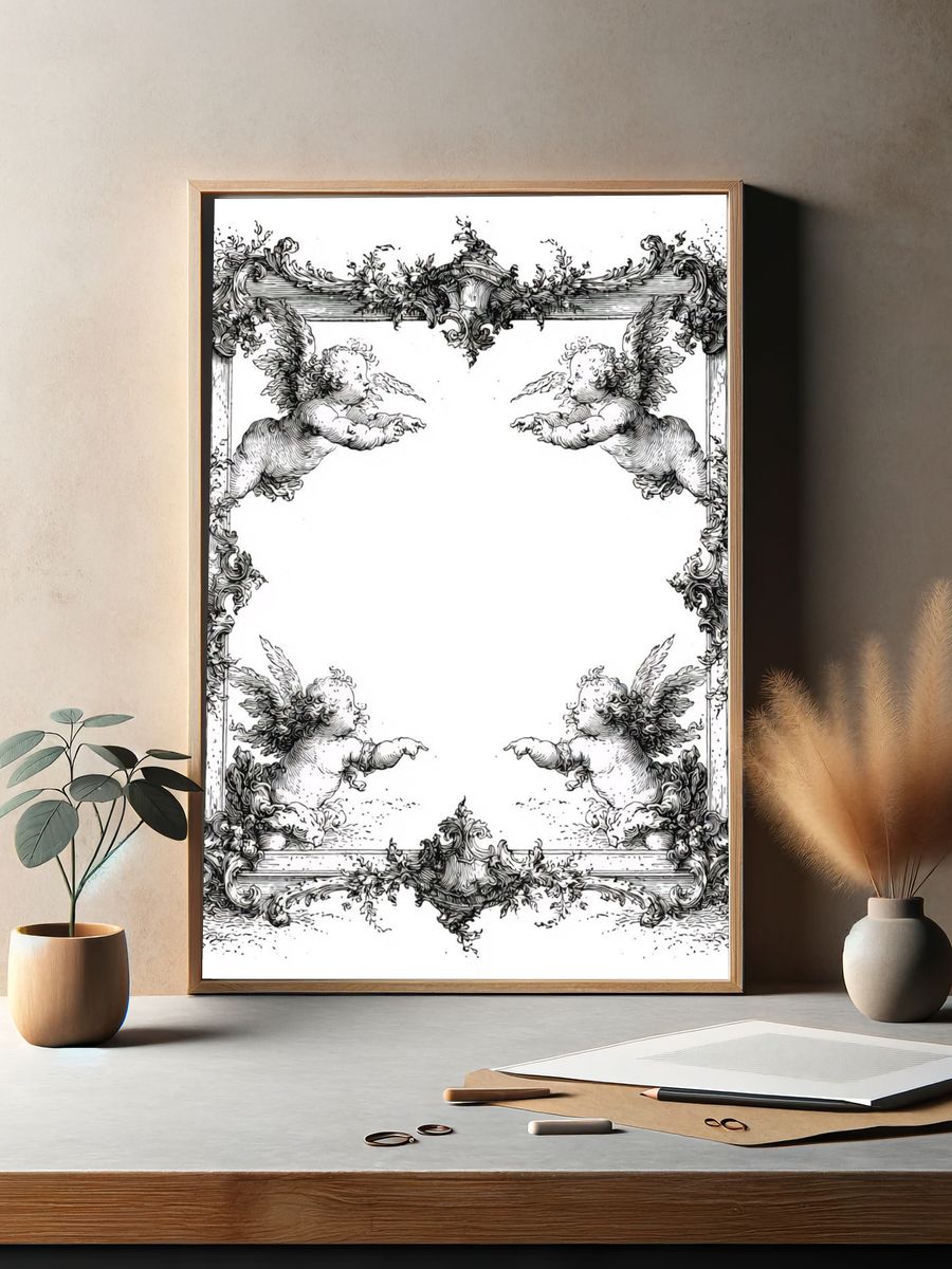 Cherub Baroque Frame Print. — room view 2