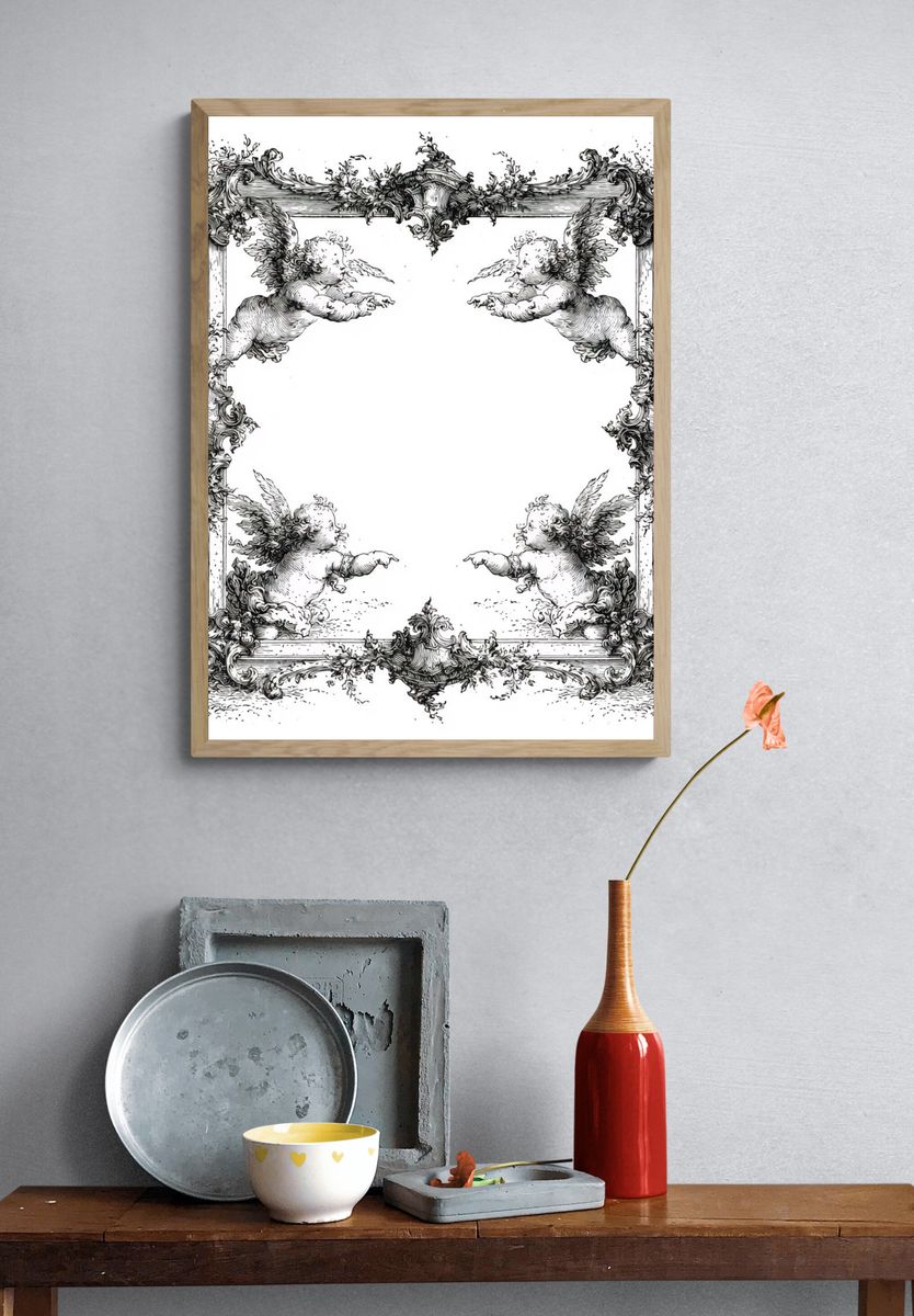 Cherub Baroque Frame Print. — room view 3