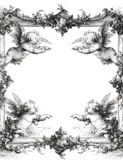 Cherub Baroque Frame Print.