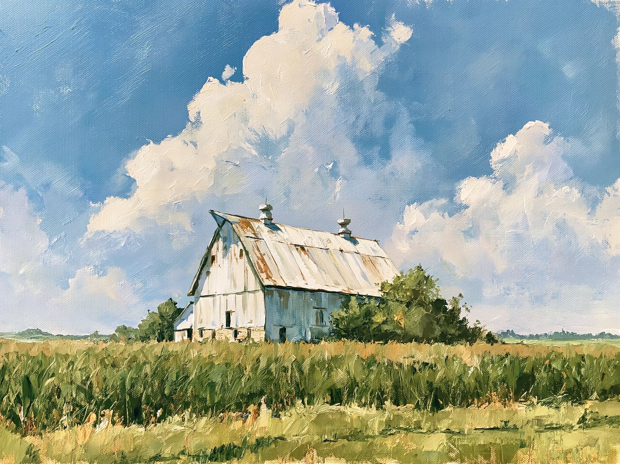 Rustic Barn Landscape Print. poster — fine-art art