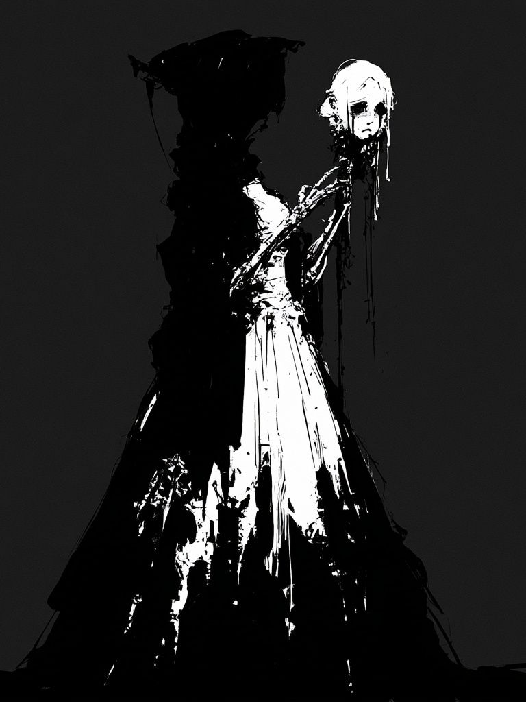 Gothic Figure Black-White Print. poster — fine-art art
