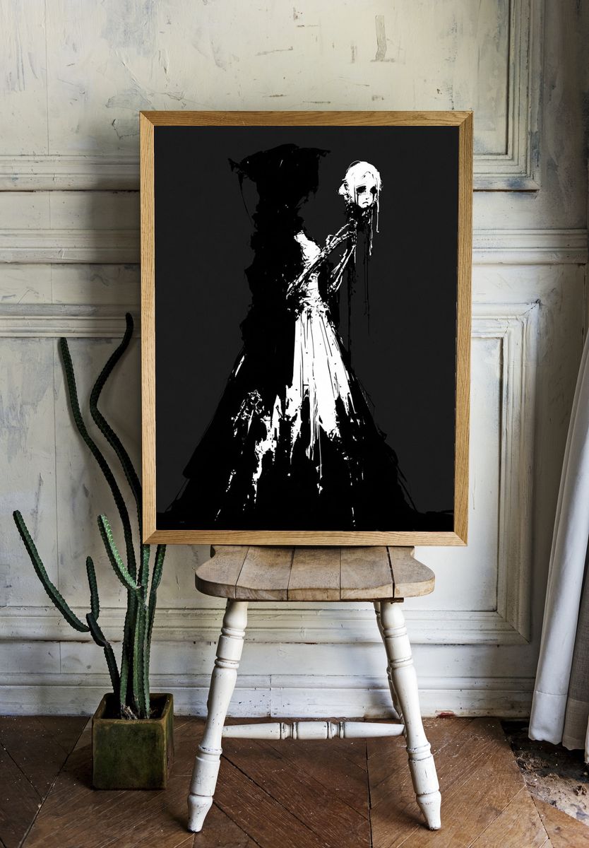 Gothic Figure Black-White Print. room preview