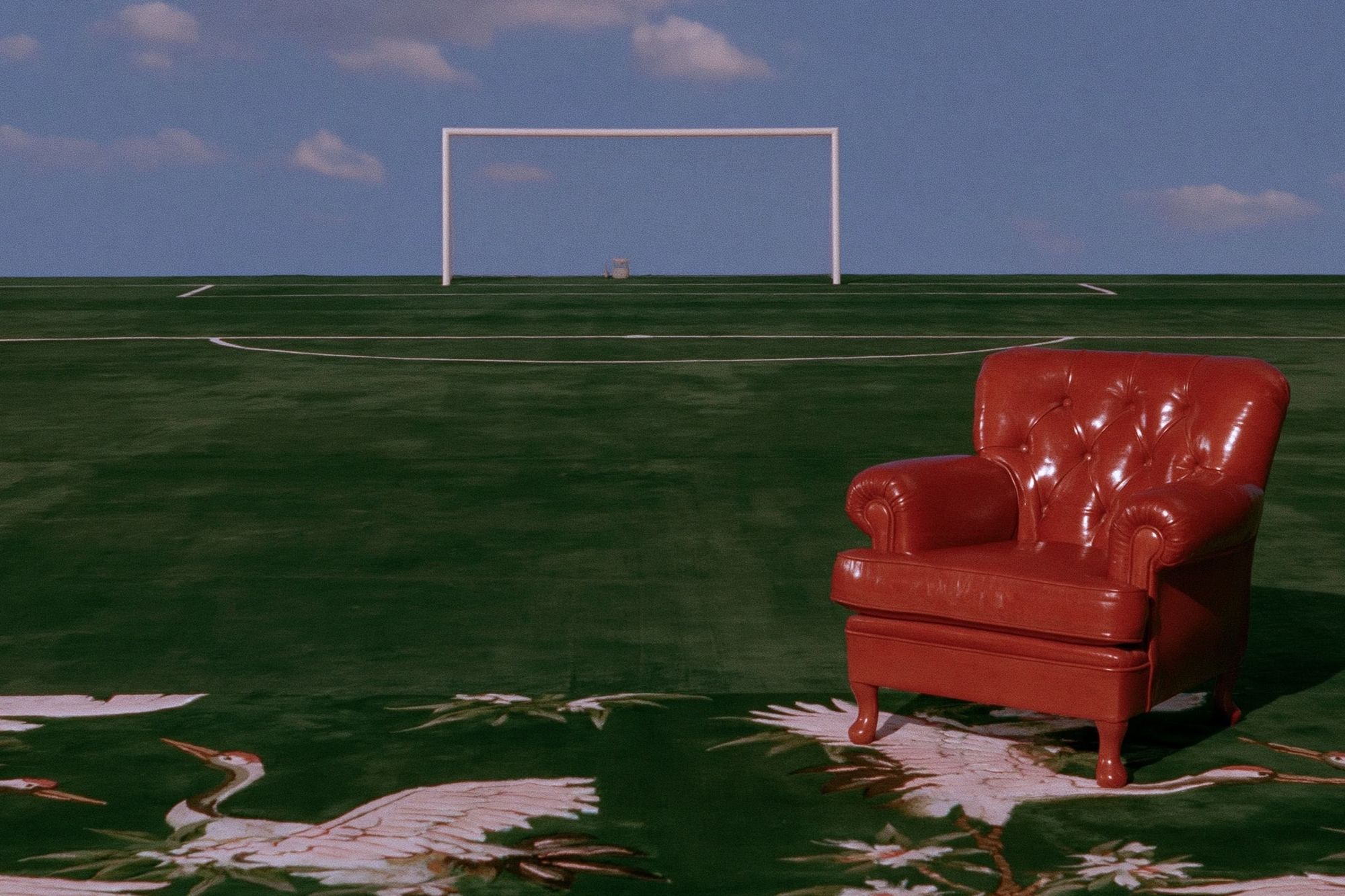 Red Armchair on Field Photography Poster. poster — fine-art art
