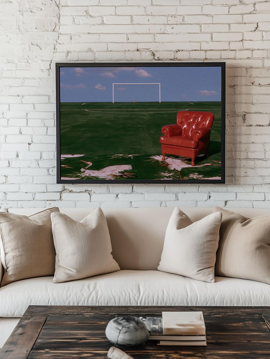 Red Armchair on Field Photography Poster. room preview