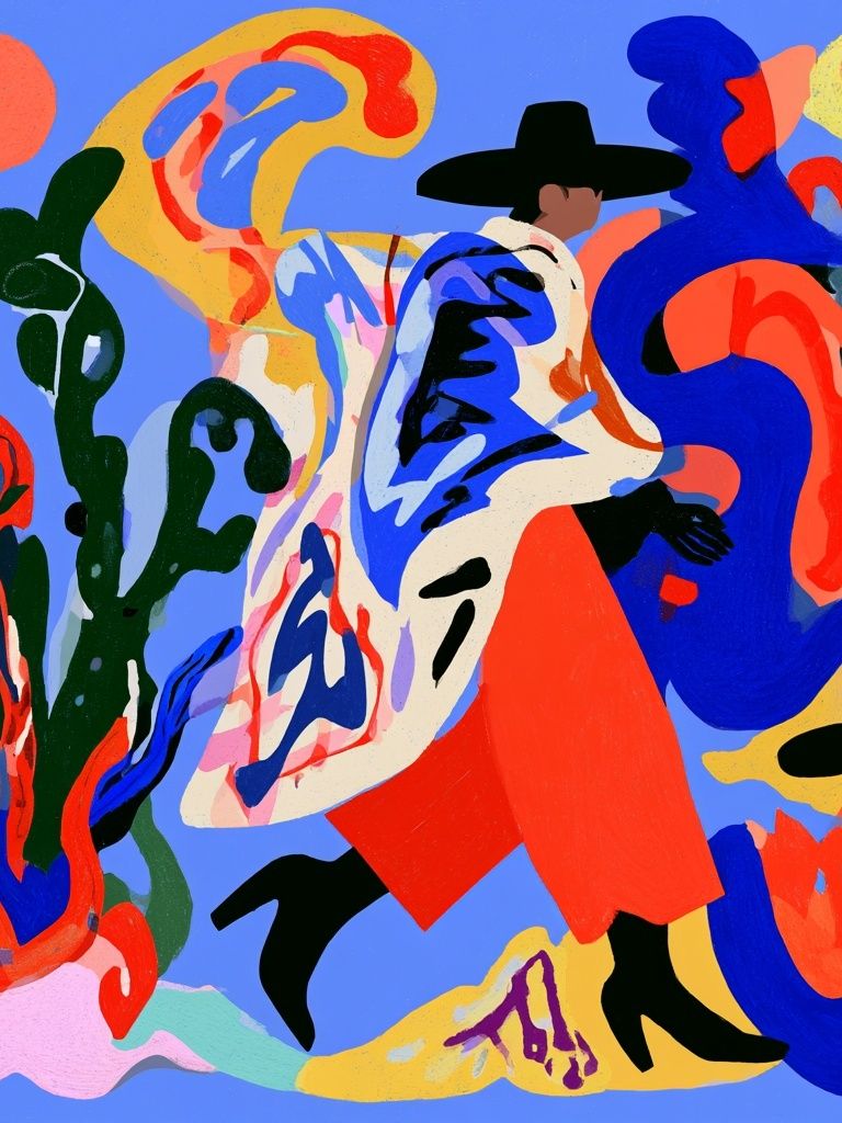 Colorful Cowboy Abstract Print. poster — fine-art art