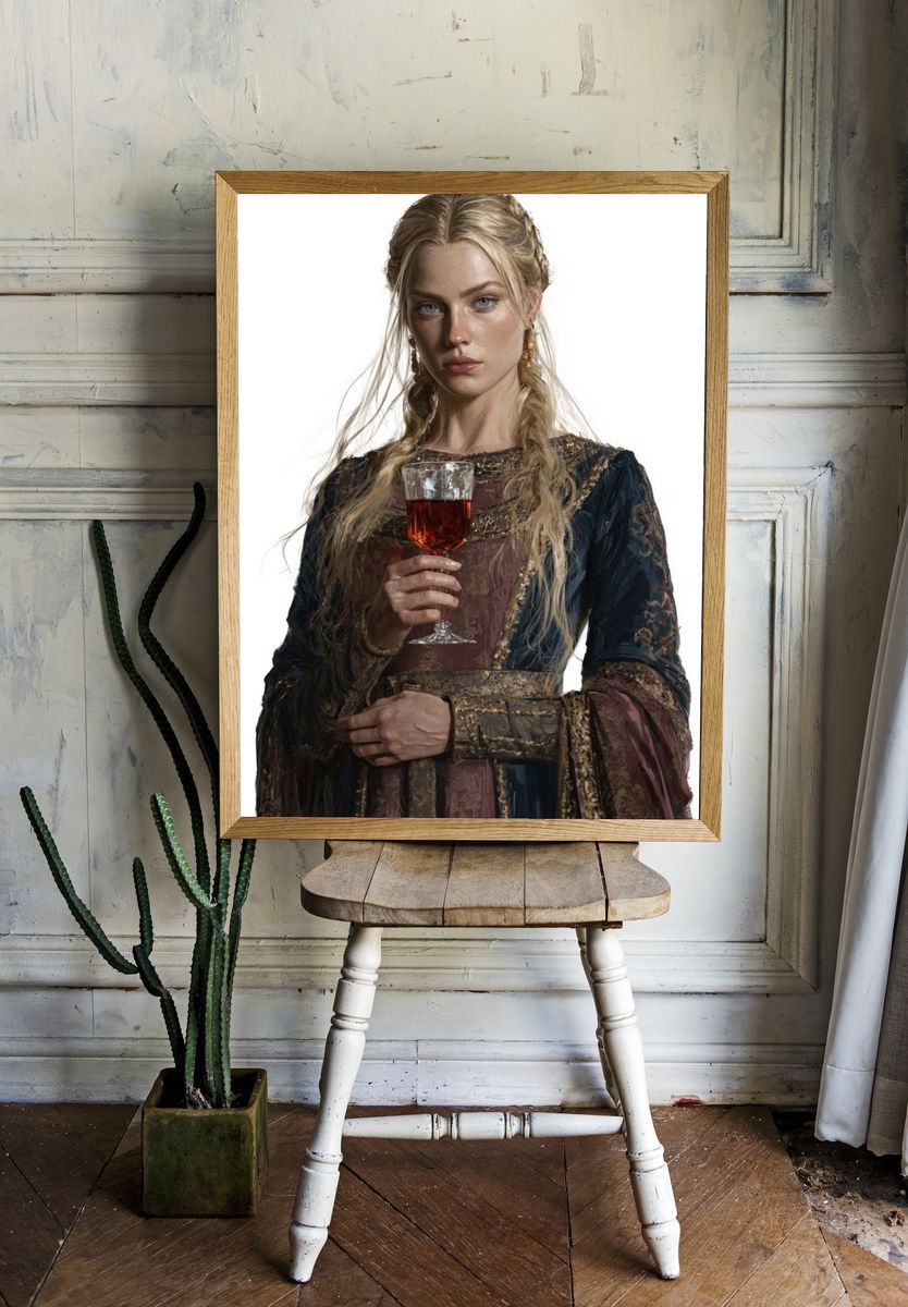 Medieval Noblewoman Portrait Print. room preview