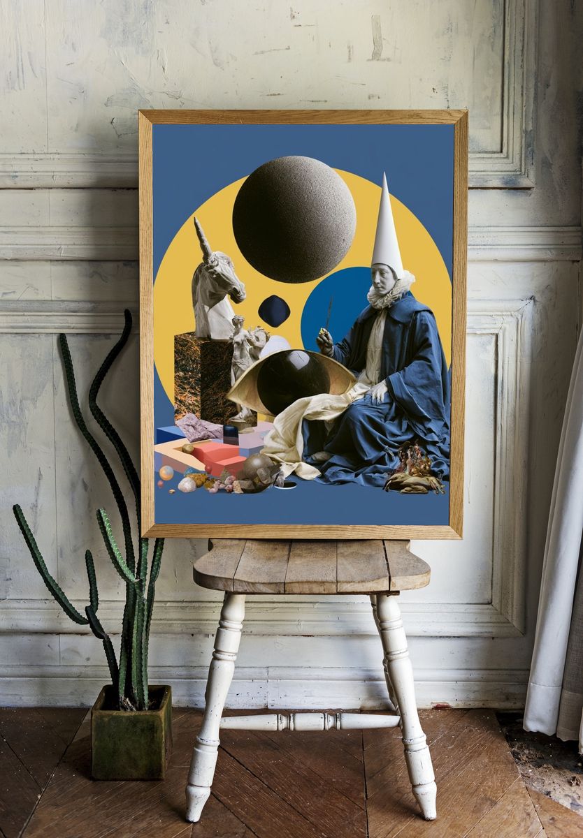 Surreal Classical Collage Print. — room view 1