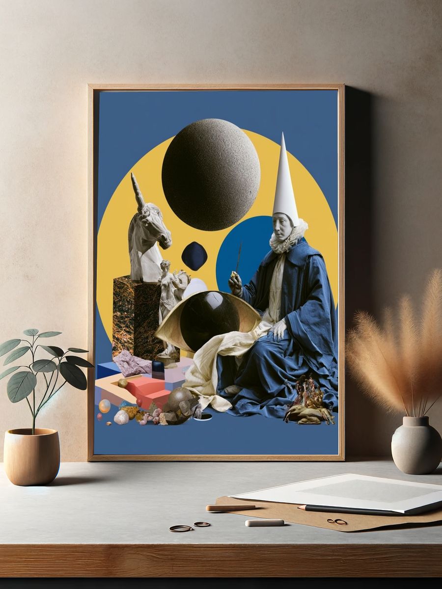 Surreal Classical Collage Print. — room view 2