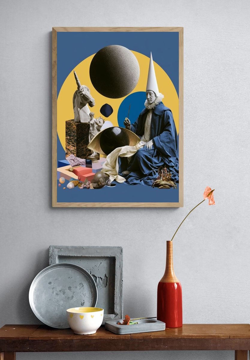 Surreal Classical Collage Print. — room view 3