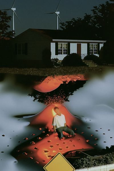 Surreal Suburban Dreamscape Poster.