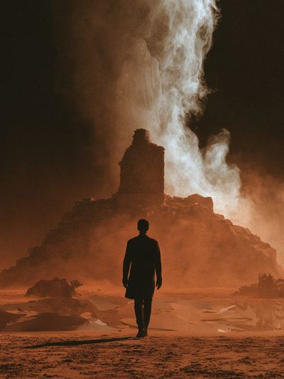 Desert Figure in Smoke Poster.