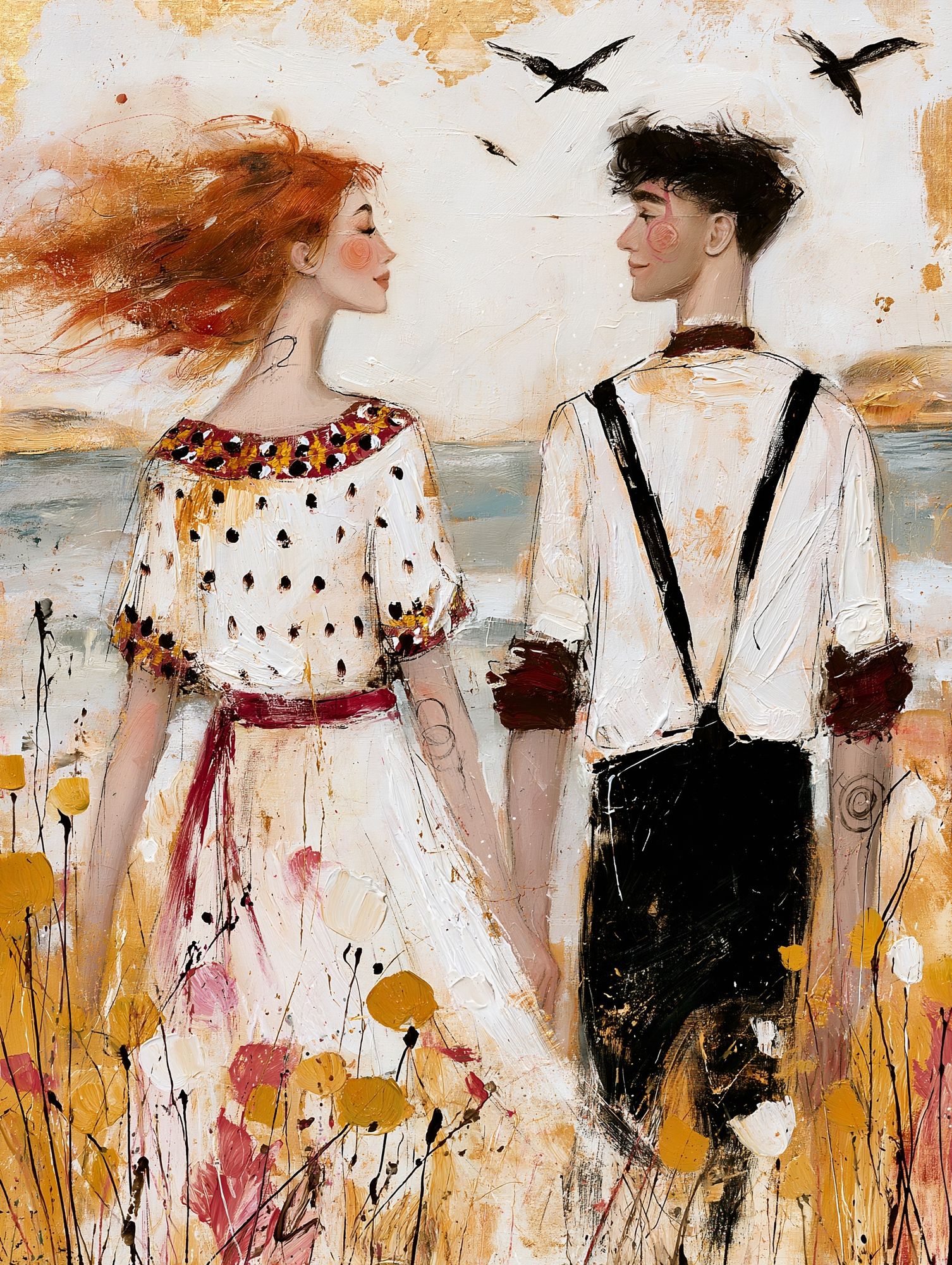 Romantic Couple in Meadow Fine-Art Poster. poster — fine-art art