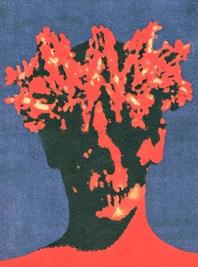 Surreal Floral Head Portrait Print.