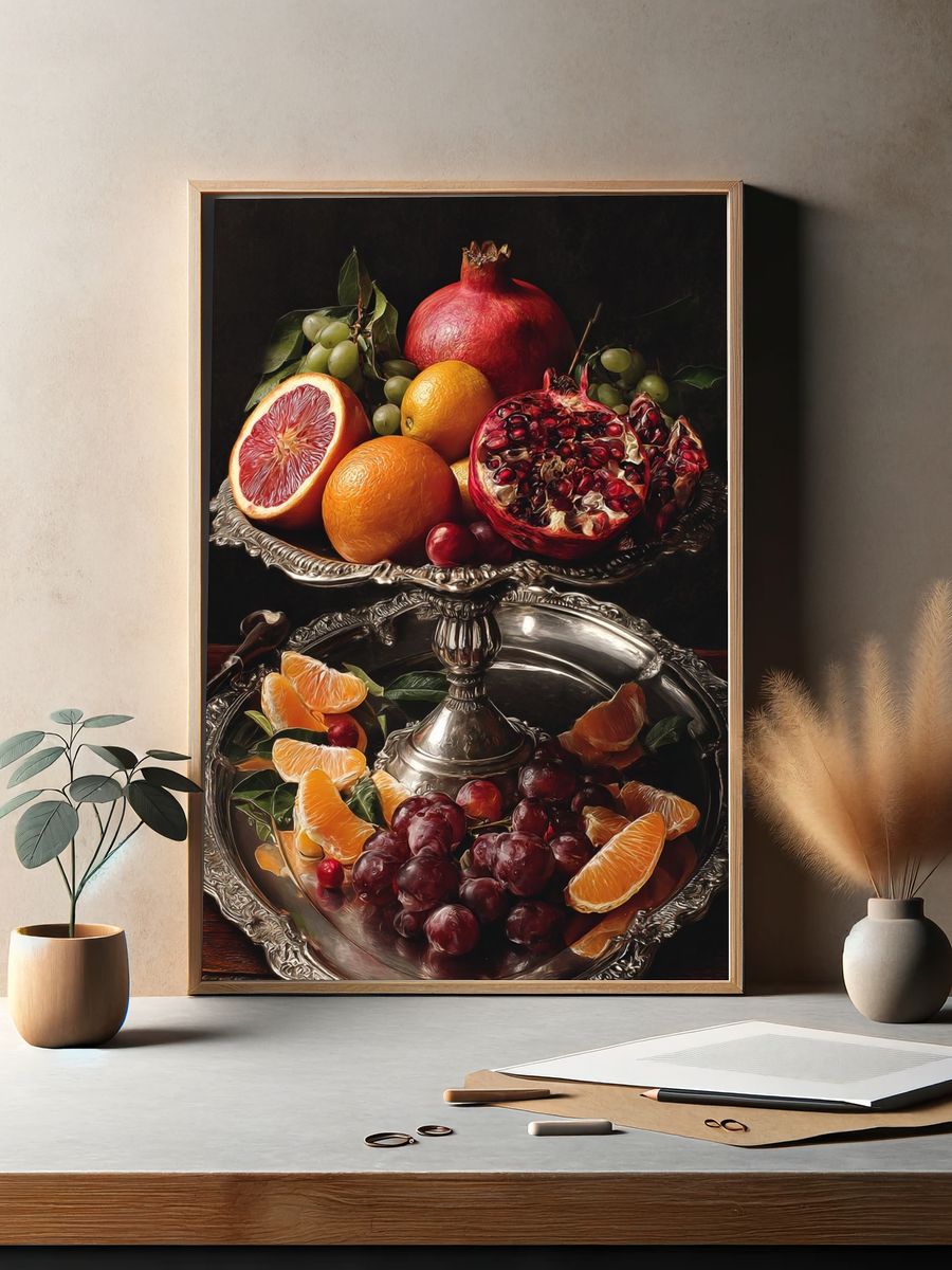 Baroque Citrus Still Life Print. — room view 2