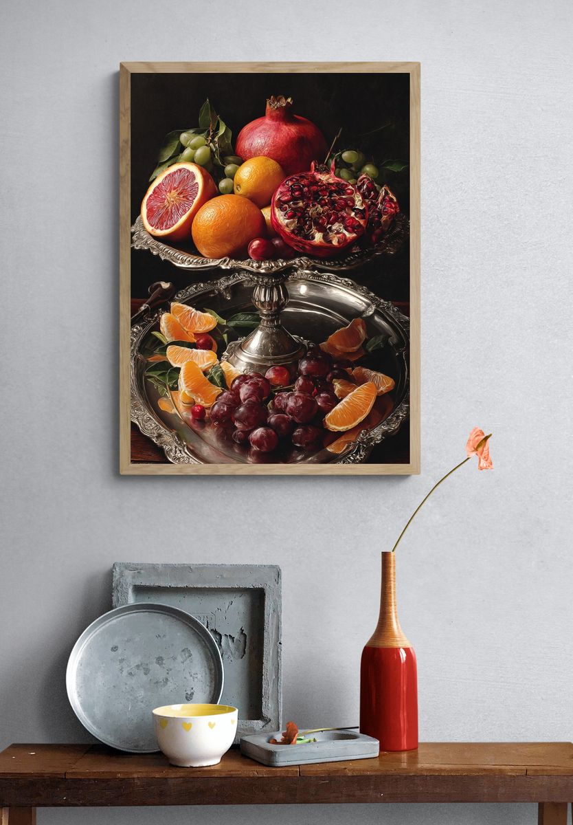 Baroque Citrus Still Life Print. — room view 3