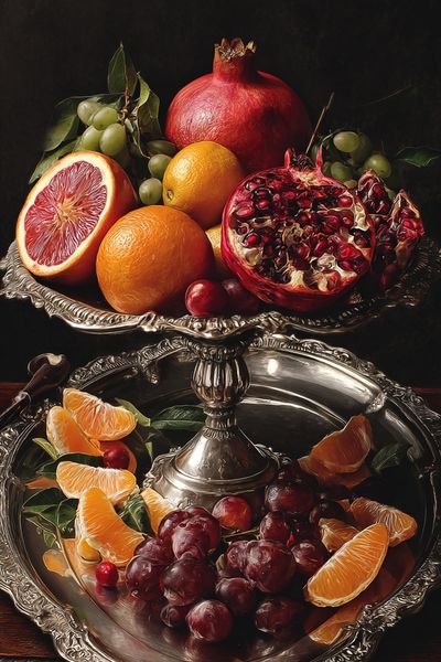 Baroque Citrus Still Life Print. poster