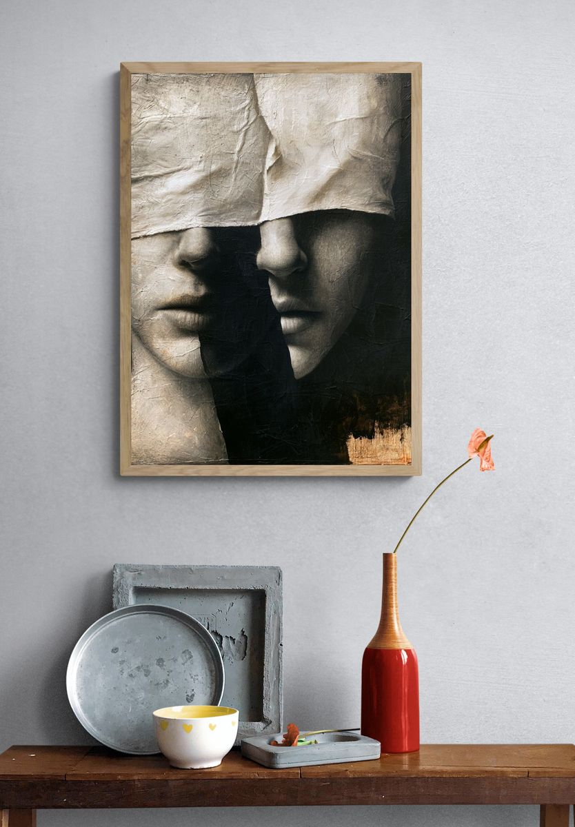 Hidden Faces Surrealism Print. — room view 3