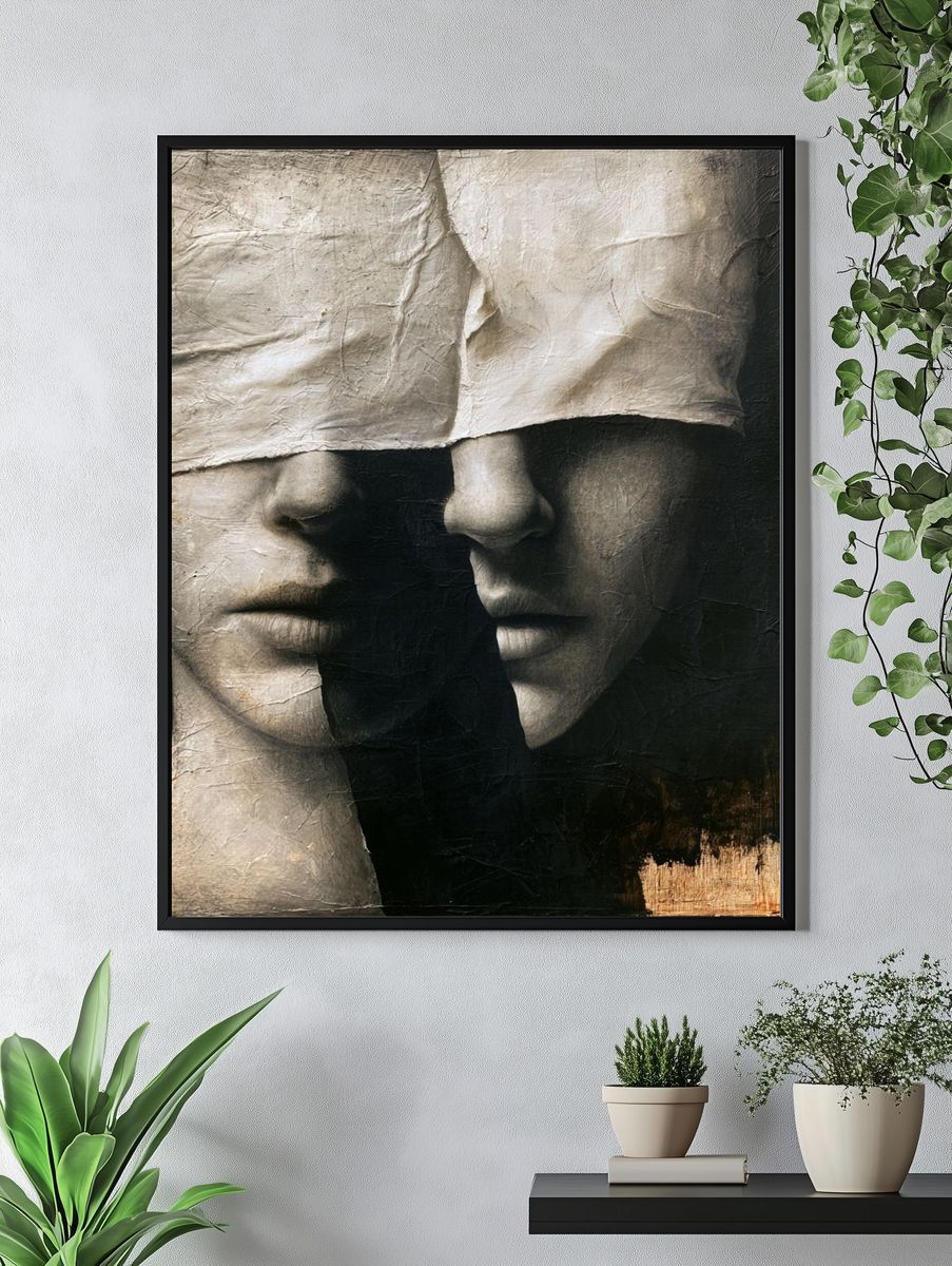 Hidden Faces Surrealism Print. — room view 4