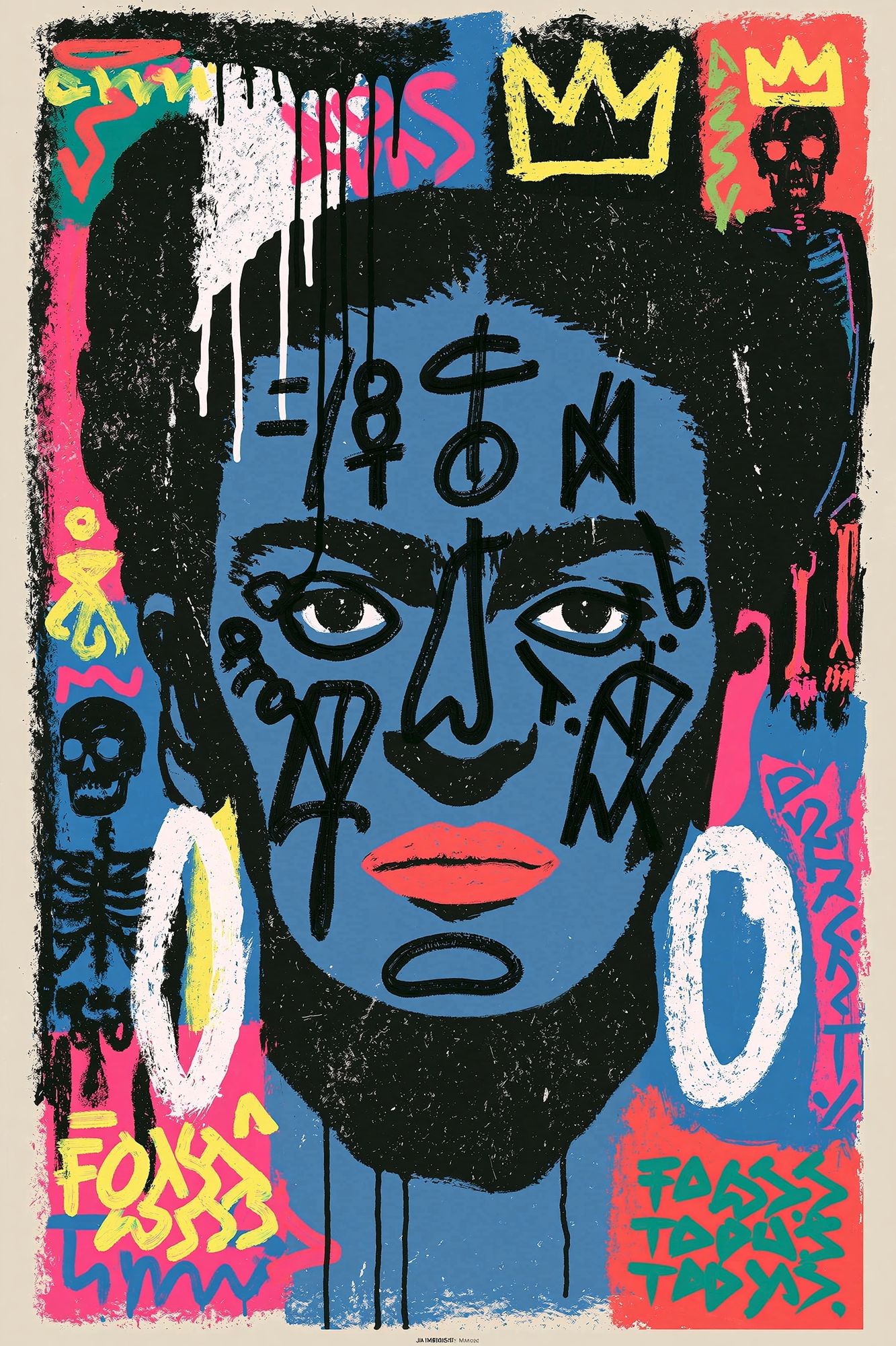 Graffiti Face Street-Art Poster. poster detail