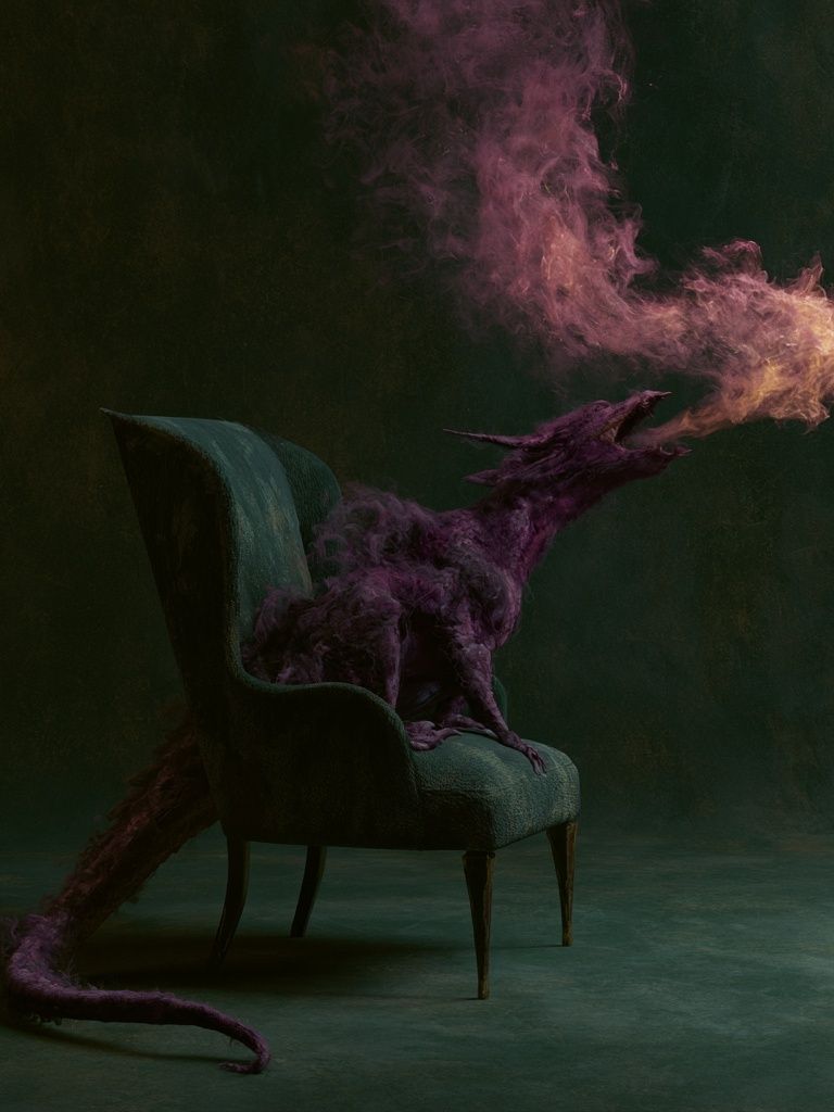 Dragon Chair Surrealism Print. poster detail