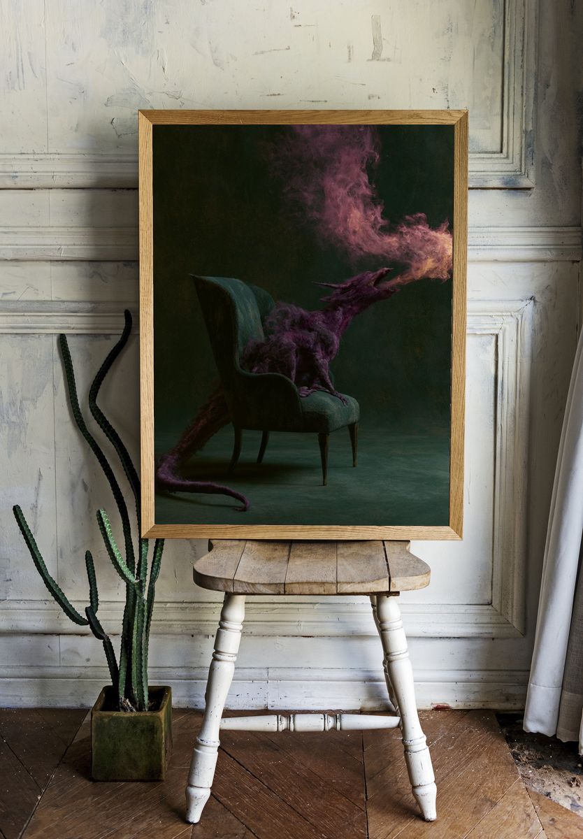 Dragon Chair Surrealism Print. room preview