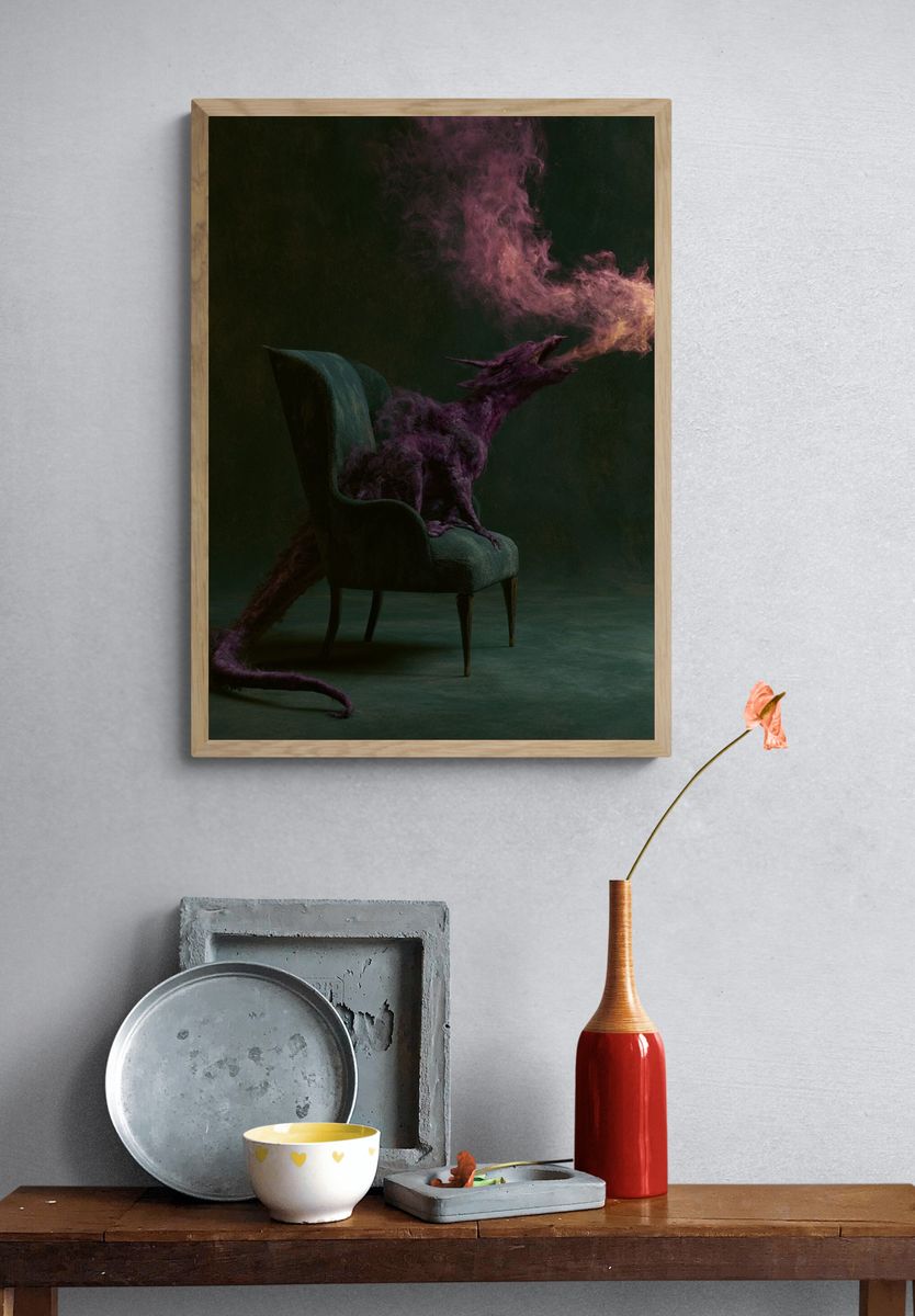 Dragon Chair Surrealism Print. — room view 3