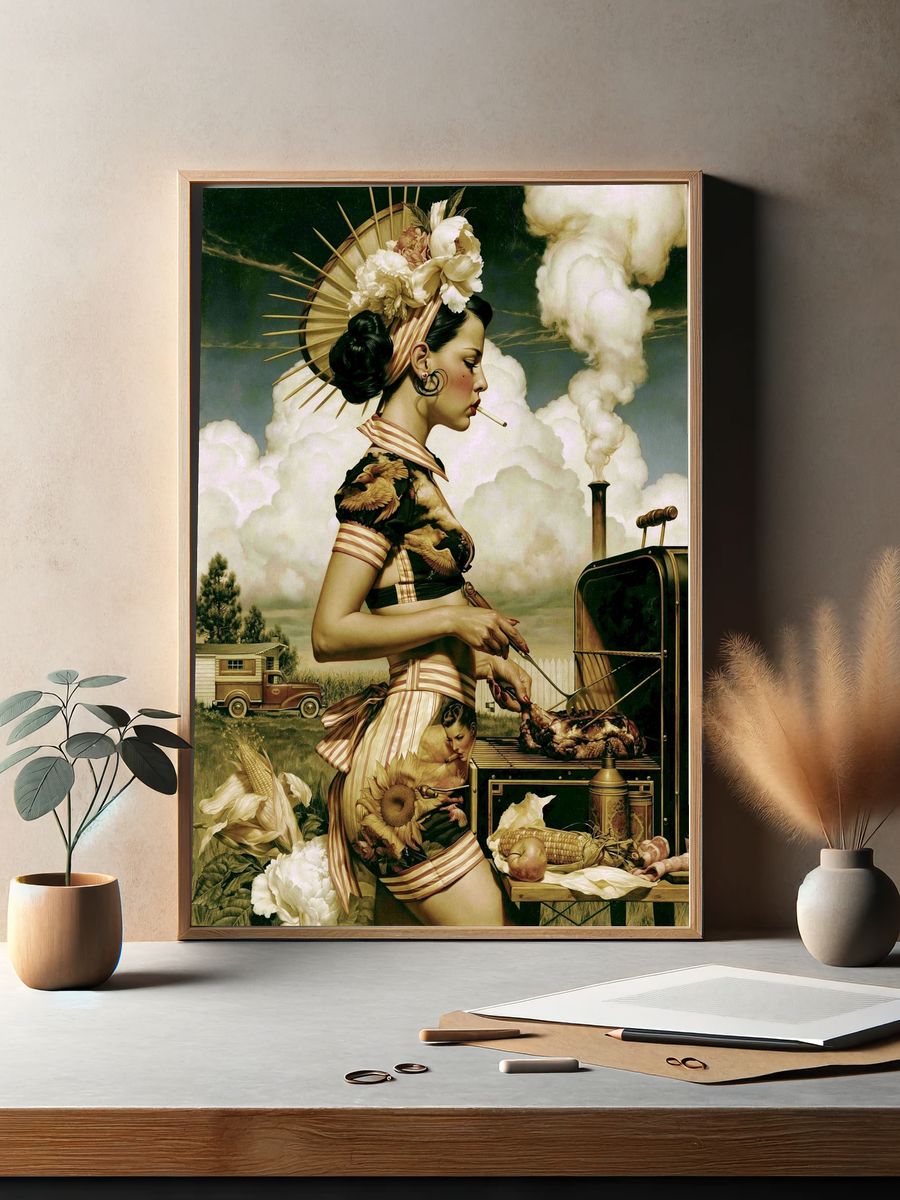 Surreal Barbecue Woman Fine-Art Print. — room view 2