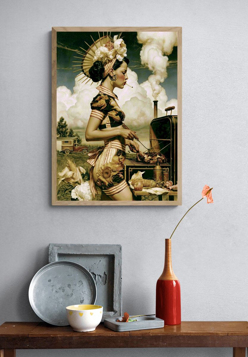 Surreal Barbecue Woman Fine-Art Print. — room view 3