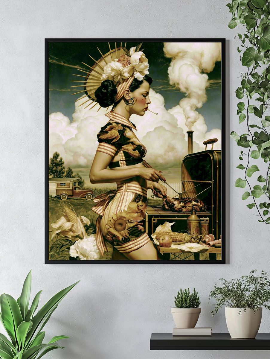 Surreal Barbecue Woman Fine-Art Print. — room view 4