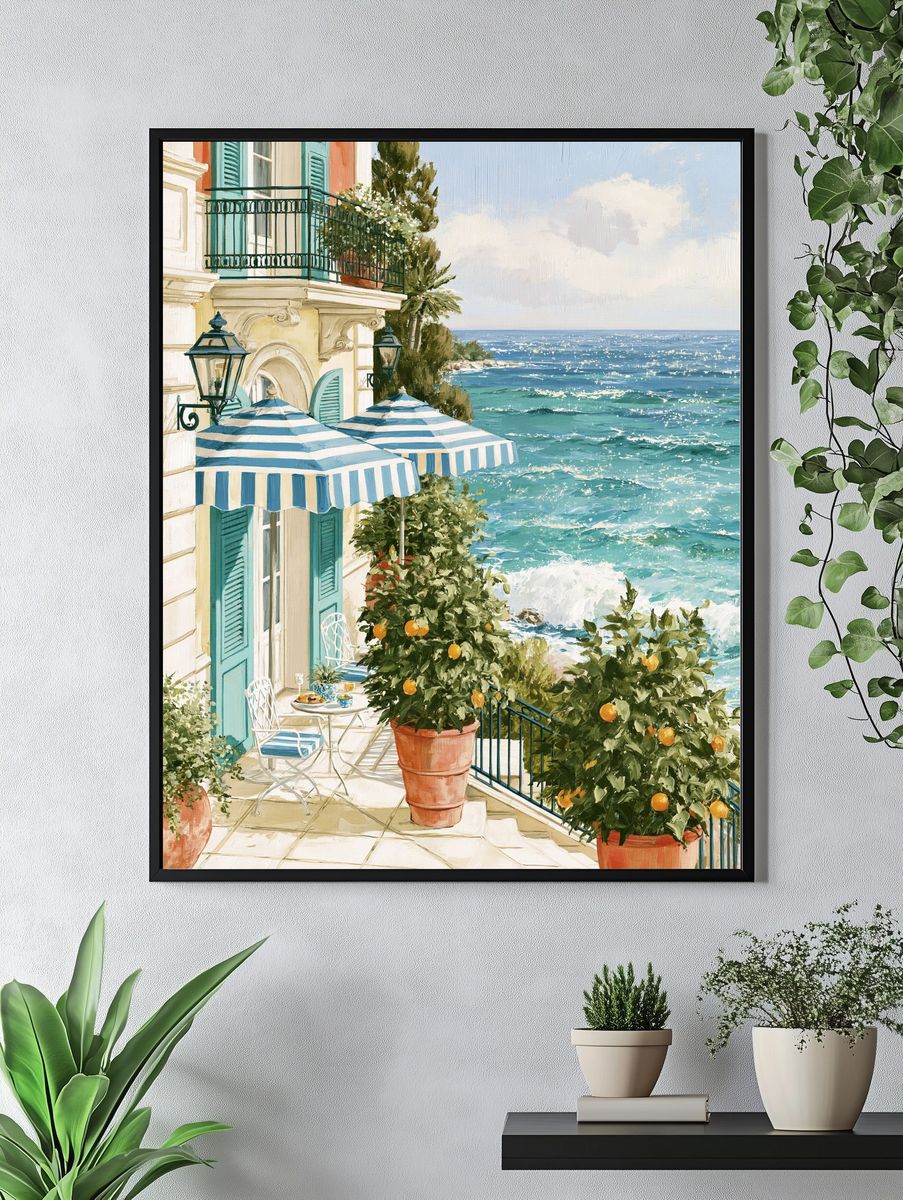 Mediterranean Seaside Terrace Print. — room view 4