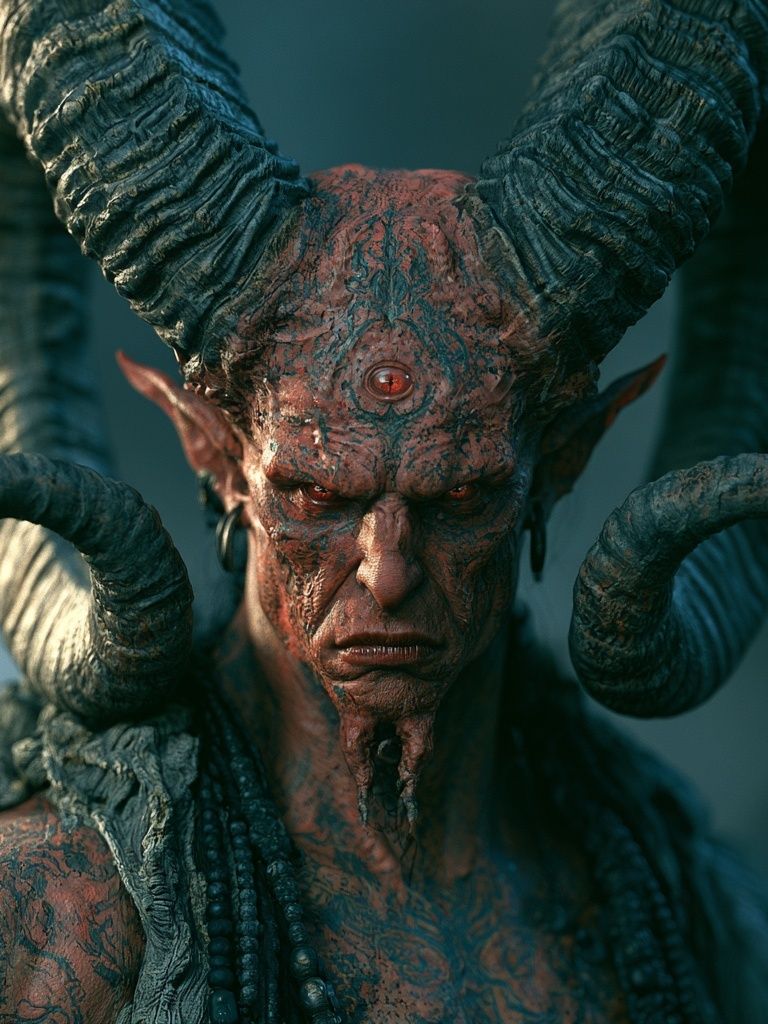 Demonic Horned Portrait Poster. poster detail