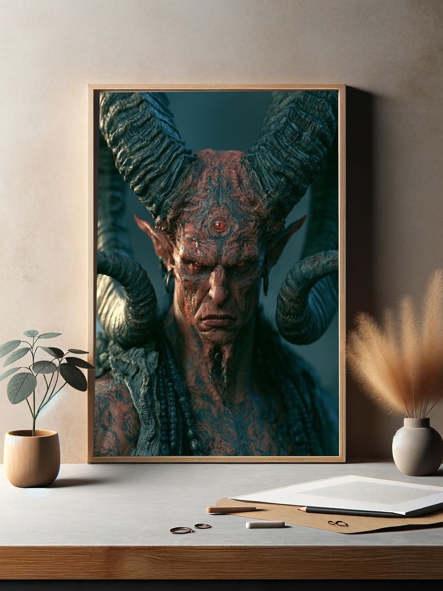 Demonic Horned Portrait Poster. — room view 2