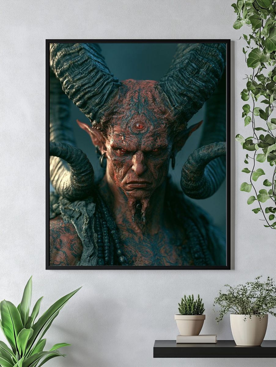 Demonic Horned Portrait Poster. — room view 4