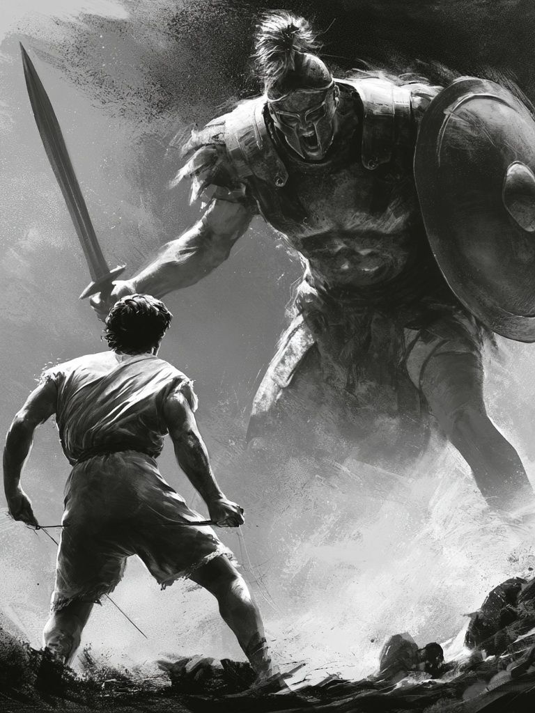 Spartan Duel Black-White Print. poster — fine-art art