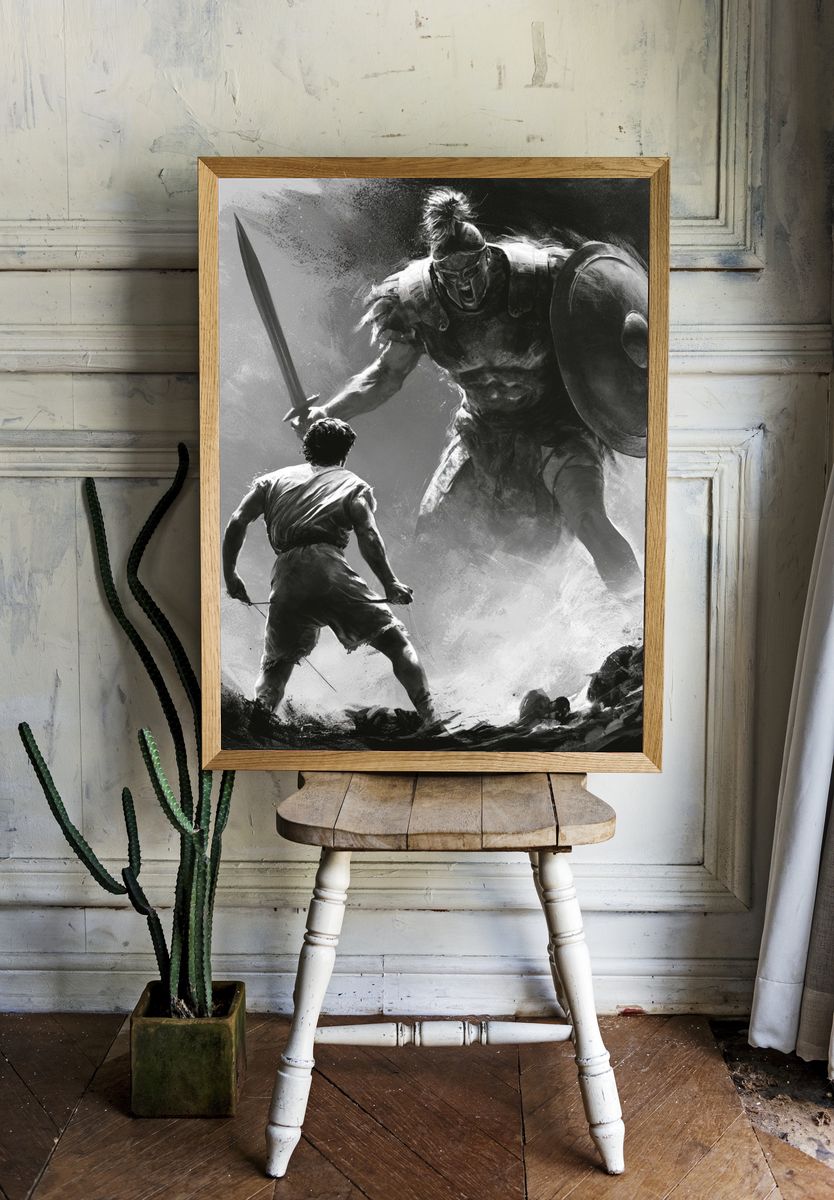 Spartan Duel Black-White Print. — room view 1