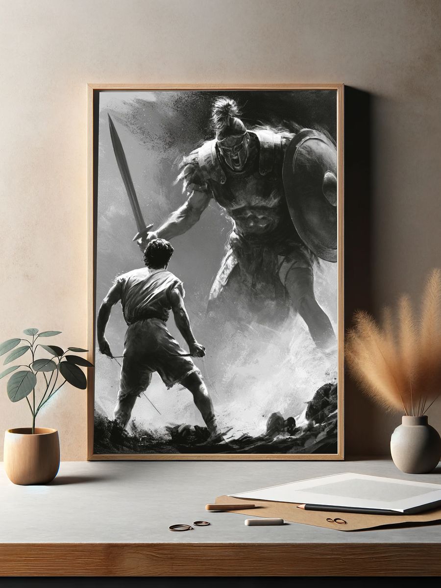 Spartan Duel Black-White Print. — room view 2